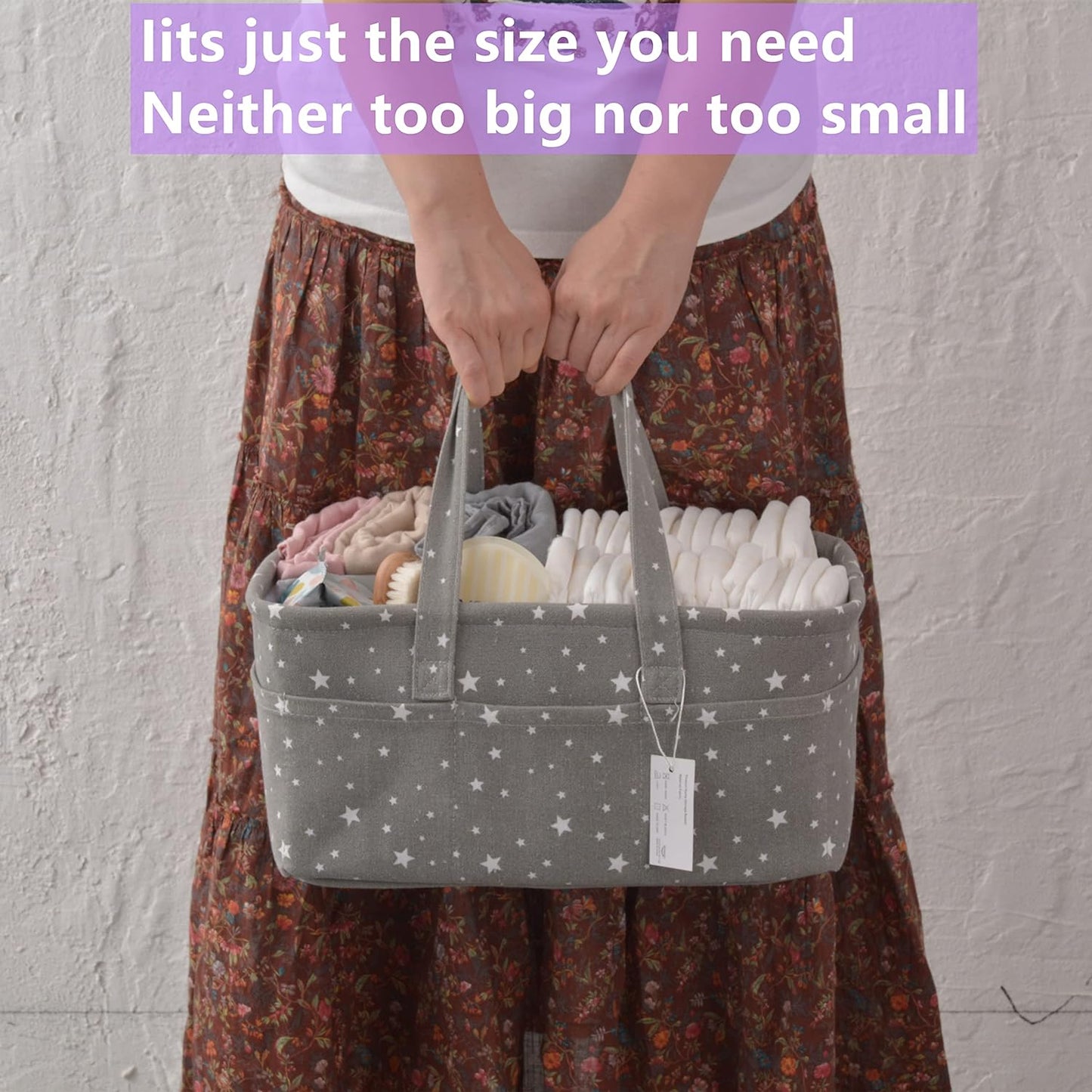 Baby Diaper Caddy Organizer Storage Basket for Girl Boy Shower Gifts Portable Large Nursery Holder Tote for Changing Table or Car Newborn Essentials Baby Registry Must Haves Item