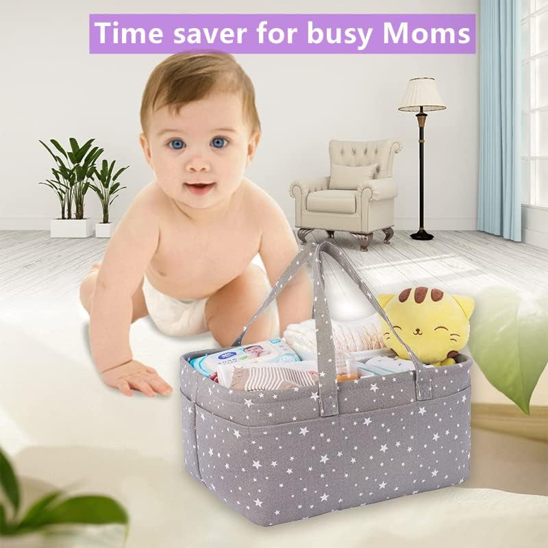 Baby Diaper Caddy Organizer Storage Basket for Girl Boy Shower Gifts Portable Large Nursery Holder Tote for Changing Table or Car Newborn Essentials Baby Registry Must Haves Item